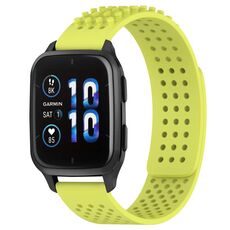 Per cinturino in silicone traspirante con punti 3D Garmin Forerunner Sq2 Music, fori da 20 mm (verde lime)