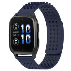 Per cinturino in silicone traspirante con punti 3D Garmin Forerunner Sq2 Music, fori da 20 mm (blu notte)