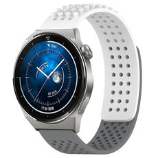 Per Huawei Watch GT3 Pro 43mm 20mm Fori Cinturino in silicone traspirante con punti 3D (bianco + grigio)