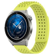 Per Huawei Watch GT3 Pro 43mm Fori 20mm Cinturino in silicone traspirante con puntini 3D (verde lime)