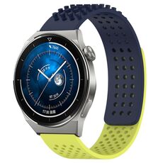 Per Huawei Watch GT3 Pro 43mm 20mm Fori Cinturino in silicone traspirante con puntini 3D (blu notte + verde lime)