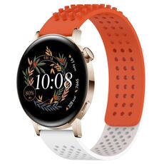 Per Huawei Watch GT3 42mm 20mm Fori Cinturino in silicone traspirante con punti 3D (arancione + bianco)