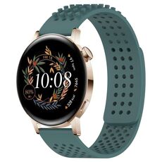 Per Huawei Watch GT3 42mm 20mm Fori Cinturino in silicone traspirante con punti 3D (verde oliva)