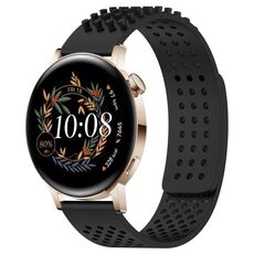 Per Huawei Watch GT3 42mm 20mm Fori Cinturino in silicone traspirante con punti 3D (nero)