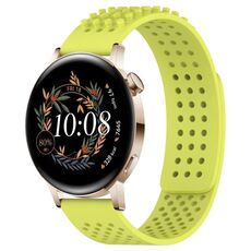 Per Huawei Watch GT3 42mm 20mm Fori Cinturino in silicone traspirante con punti 3D (verde lime)