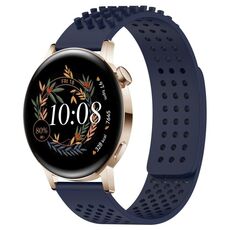 Per Huawei Watch GT3 42mm 20mm Fori Cinturino in silicone traspirante con punti 3D (blu notte)