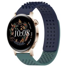 Per Huawei Watch GT3 42mm 20mm Fori Cinturino in silicone traspirante con punti 3D (blu notte + verde oliva)