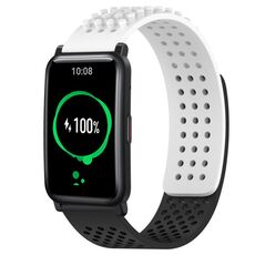Per Honor Watch ES 20mm Fori Cinturino in silicone traspirante con punti 3D (bianco + nero)