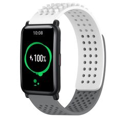 Per Honor Watch ES 20mm Fori Cinturino in silicone traspirante con punti 3D (bianco + grigio)