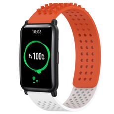 Per Honor Watch ES Cinturino in silicone traspirante con punti 3D da 20 mm (arancione + bianco)