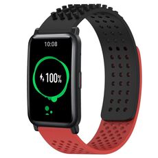 Per Honor Watch ES 20mm Fori Cinturino in silicone traspirante con punti 3D (nero + rosso)