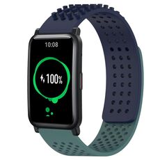 For Honor Watch ES Cinturino in silicone traspirante con punti 3D con fori da 20 mm (blu notte + verde oliva)