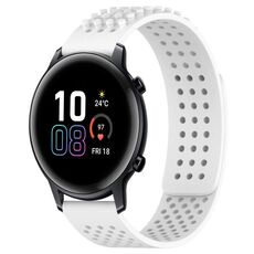 Cinturino per orologio in silicone traspirante con punti 3D per Honor MagicWatch2 42mm 20mm (bianco)