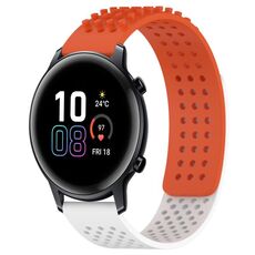 Per Honor MagicWatch2 42mm 20mm Fori Cinturino in silicone traspirante con punti 3D (arancione + bianco)