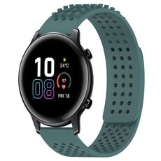 Per Honor MagicWatch2 42mm 20mm Fori Cinturino in silicone traspirante con punti 3D (verde oliva)