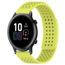 Per Honor MagicWatch2 42mm 20mm Fori Cinturino in silicone traspirante con punti 3D (verde lime)