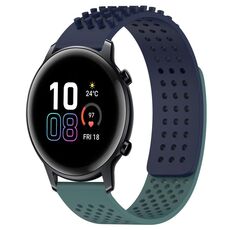 Per Honor MagicWatch2 42mm 20mm Fori Cinturino in silicone traspirante con punti 3D (blu notte + verde oliva)