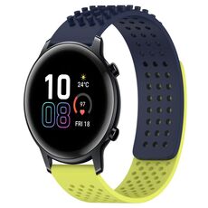 Per Honor MagicWatch2 42mm 20mm Fori Cinturino in silicone traspirante con punti 3D (blu notte + verde lime)