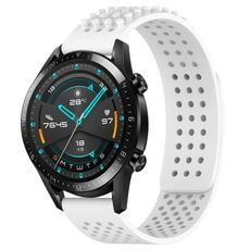 Per Huawei Watch GT2 42mm 20mm Fori Cinturino in silicone traspirante con punti 3D (Bianco)