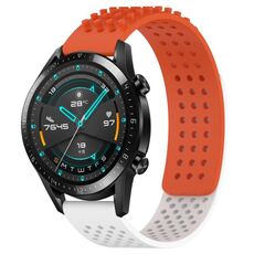 Per Huawei Watch GT2 42mm 20mm Fori Cinturino in silicone traspirante con punti 3D (arancione + bianco)