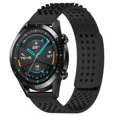 Per Huawei Watch GT2 42mm 20mm Fori Cinturino in silicone traspirante con punti 3D (nero)