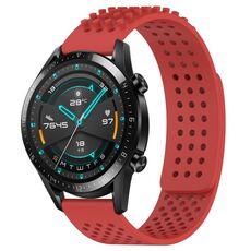 Per Huawei Watch GT2 42mm 20mm Fori Cinturino in silicone traspirante con punti 3D (Rosso)