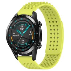 Per Huawei Watch GT2 42mm 20mm Fori Cinturino in silicone traspirante con punti 3D (verde lime)