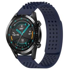 Per Huawei Watch GT2 42mm 20mm Fori Cinturino in silicone traspirante con punti 3D (blu notte)