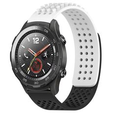 Per Huawei Watch 2 cinturino in silicone traspirante con punti 3D con fori da 20 mm (bianco + nero)
