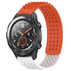 Per Huawei Watch 2 Cinturino in silicone traspirante con punti 3D con fori da 20 mm (arancione + bianco)