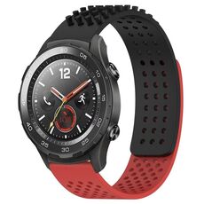 Per Huawei Watch 2 Cinturino in silicone traspirante con punti 3D con fori da 20 mm (nero + rosso)