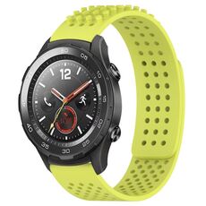 Per Huawei Watch 2 Cinturino in silicone traspirante con punti 3D con fori da 20 mm (verde lime)