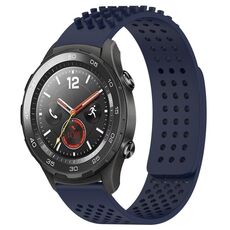 Per Huawei Watch 2 cinturino in silicone traspirante con punti 3D con fori da 20 mm (blu notte)