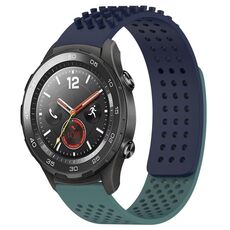 Per Huawei Watch 2 Cinturino in silicone traspirante con punti 3D con fori da 20 mm (blu notte + verde oliva)