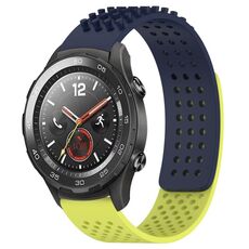 Per Huawei Watch 2 Cinturino in silicone traspirante con punti 3D con fori da 20 mm (blu notte + verde lime)