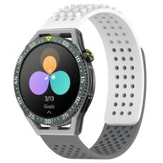 Per Huawei Watch GT3 SE cinturino in silicone traspirante con punti 3D da 22 mm (bianco + grigio)