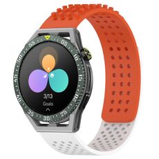 Per Huawei Watch GT3 SE cinturino in silicone traspirante con punti 3D da 22 mm (arancione + bianco)