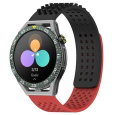 Per Huawei Watch GT3 SE cinturino in silicone traspirante con punti 3D da 22 mm (nero + rosso)