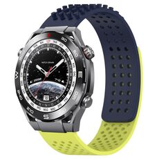 Per Huawei Watch Ultimate cinturino in silicone traspirante con punti 3D con fori da 22 mm (blu notte + verde lime)