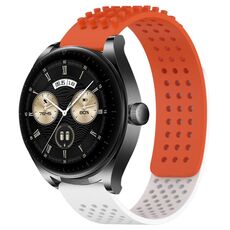 Per Huawei Watch Buds Cinturino in silicone traspirante con punti 3D con fori da 22 mm (arancione + bianco)