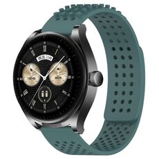 Per Huawei Watch Buds cinturino in silicone traspirante con punti 3D con fori da 22 mm (verde oliva)