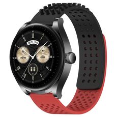 Per Huawei Watch Buds Cinturino in silicone traspirante con punti 3D con fori da 22 mm (nero + rosso)