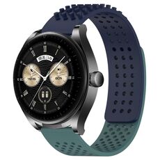 Per Huawei Watch Buds Cinturino in silicone traspirante con punti 3D con fori da 22 mm (blu notte + verde oliva)