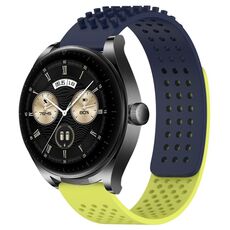 Per Huawei Watch Buds Cinturino in silicone traspirante con punti 3D con fori da 22 mm (blu notte + verde lime)