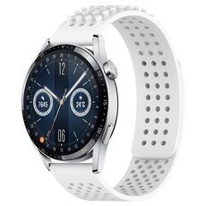 Per Huawei Watch GT3 46mm 22mm Fori Cinturino in silicone traspirante con punti 3D (Bianco)