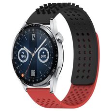 Per Huawei Watch GT3 46mm 22mm Fori Cinturino in silicone traspirante con punti 3D (nero + rosso)