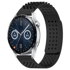 Per Huawei Watch GT3 46mm 22mm Fori Cinturino in silicone traspirante con punti 3D (nero)