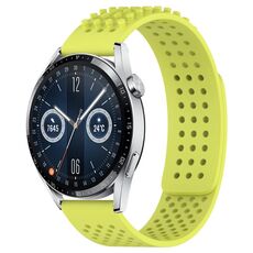 Per Huawei Watch GT3 46mm 22mm Fori Cinturino in silicone traspirante con punti 3D (verde lime)