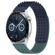 Per Huawei Watch GT3 46mm 22mm Fori Cinturino in silicone traspirante con punti 3D (blu notte + verde oliva)
