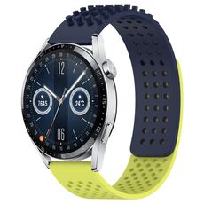 Per Huawei Watch GT3 46mm 22mm Fori Cinturino in silicone traspirante con punti 3D (blu notte + verde lime)